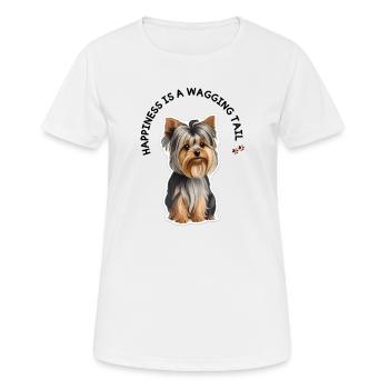 Yorkie avec joie et joie de vivre - T-shirt respirant Femme - blanc - Devant - AI Model Female 172 dark (172cm)