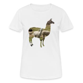 Alpaka Alpaka Alpaka Lama Lama Lama - Frauen T-Shirt atmungsaktiv - Weiß - Vorne - AI Model Female 172 dark (172cm)