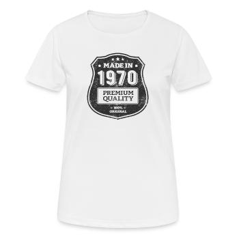 HERGESTELLT 1970 - Frauen T-Shirt atmungsaktiv - Weiß - Vorne - AI Model Female 172 dark (172cm)