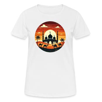 Coucher de soleil sur la mosquée de Marrakech - T-shirt respirant Femme - blanc - Devant - AI Model Female 172 dark (172cm)