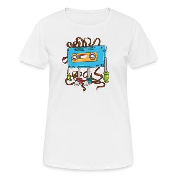 Tape salad cassette of the 80s - Women's Breathable T-Shirt - white - Front - AI Model Female 172 dark (172cm)