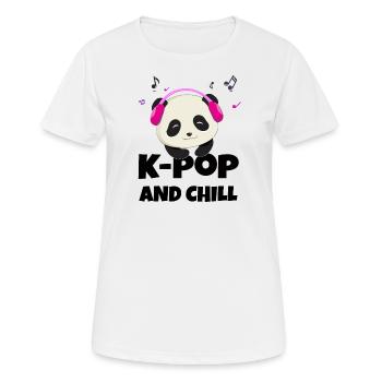 K-POP und chillen. Weiß # 1 - Frauen T-Shirt atmungsaktiv - Weiß - Vorne - AI Model Female 172 dark (172cm)