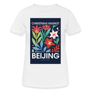 Marché de Noël Pékin Affiche Chine 1960 - T-shirt respirant Femme - blanc - Devant - AI Model Female 172 dark (172cm)