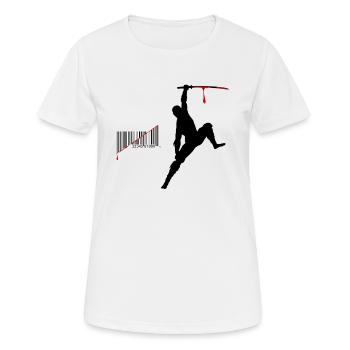 ninja code barres - T-shirt respirant Femme - blanc - Devant - AI Model Female 172 dark (172cm)