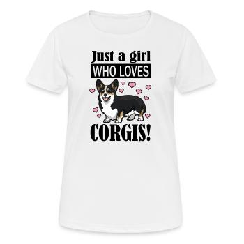 Corgi - Frauen T-Shirt atmungsaktiv - Weiß - Vorne - AI Model Female 172 dark (172cm)