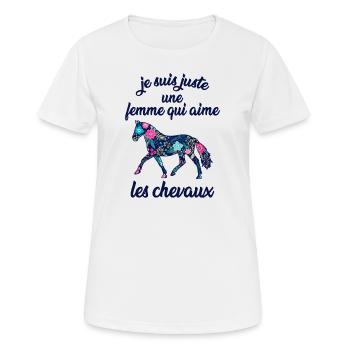 Je suis juste une femme qui aime les chevaux - T-shirt respirant Femme - blanc - Devant - AI Model Female 172 dark (172cm)