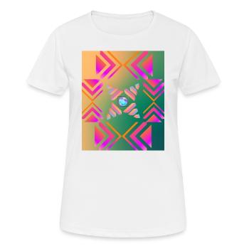 Moderne Kunst Grafik-Design 2 formen Linien Farben - Frauen T-Shirt atmungsaktiv - Weiß - Vorne - AI Model Female 172 dark (172cm)