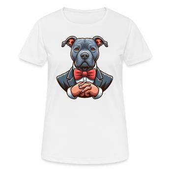 Pitbull en smoking - T-shirt respirant Femme - blanc - Devant - AI Model Female 172 dark (172cm)