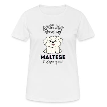 Mignon chien maltais de dessin animé - Adorable Puppy Love - T-shirt respirant Femme - blanc - Devant - AI Model Female 172 dark (172cm)