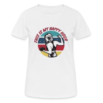 This is my happy hour - Frauen T-Shirt atmungsaktiv - Weiß - Vorne - AI Model Female 172 dark (172cm)