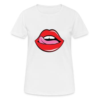 Rock & Roll Lips - Frauen T-Shirt atmungsaktiv - Weiß - Vorne - AI Model Female 172 dark (172cm)