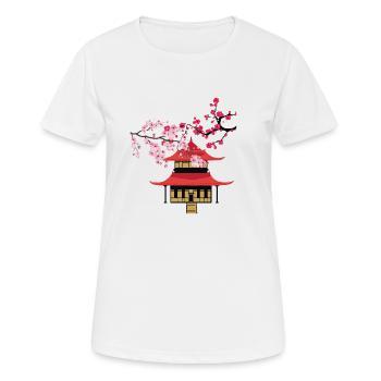 Japanese Cherry Blossoms - Frauen T-Shirt atmungsaktiv - Weiß - Vorne - AI Model Female 172 dark (172cm)
