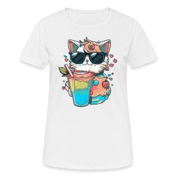 Katzenliebe im Cocktail-Style - Frauen T-Shirt atmungsaktiv - Weiß - Vorne - AI Model Female 172 dark (172cm)