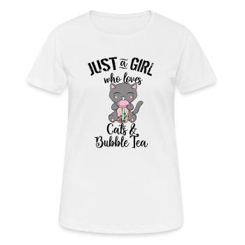 Just a Girl who loves Cats and Bubble Tea - Frauen T-Shirt atmungsaktiv - Weiß - Vorne - AI Model Female 172 dark (172cm)