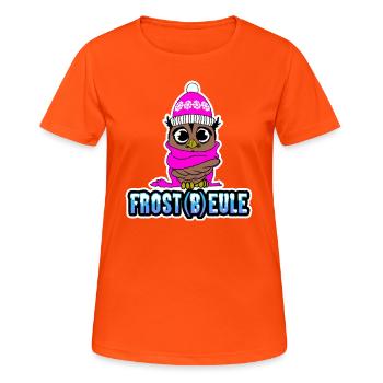 Frost(b)eule - Frierende Eule - Frauen T-Shirt atmungsaktiv - Neonorange - Vorne - AI Model Female 172 dark (172cm)