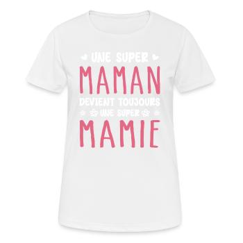 Aus einer Super Mom wird immer eine Super Granny - Frauen T-Shirt atmungsaktiv - Weiß - Vorne - AI Model Female 172 dark (172cm)