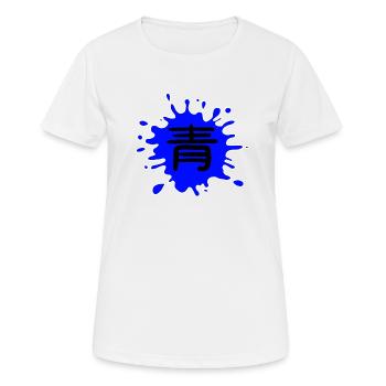 Farbe Blau in Japanisch mit weißer Umrandung - Frauen T-Shirt atmungsaktiv - Weiß - Vorne - AI Model Female 172 dark (172cm)