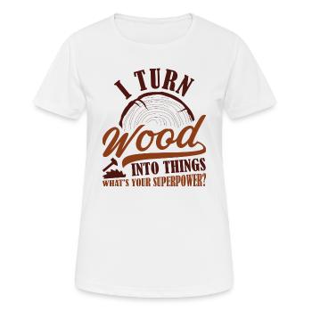 Je transforme le bois en choses - T-shirt respirant Femme - blanc - Devant - AI Model Female 172 dark (172cm)