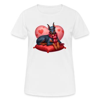 Dobermann Pinscher Valentinstag - Frauen T-Shirt atmungsaktiv - Weiß - Vorne - AI Model Female 172 dark (172cm)