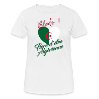 Fière d'être Algérienne, Bladi, Dz, One two tree - T-shirt respirant Femme - blanc - Devant - AI Model Female 172 dark (172cm)