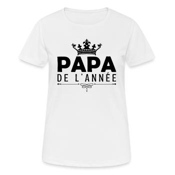 cadeau pour papa Fête des pères, Papa de l’année - T-shirt respirant Femme - blanc - Devant - AI Model Female 172 dark (172cm)