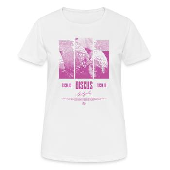 Diskusfisch Buntbarsch Aquarium Fischhalter - Frauen T-Shirt atmungsaktiv - Weiß - Vorne - AI Model Female 172 dark (172cm)