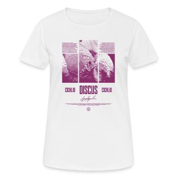 Diskusfisch Buntbarsch Aquarium Fischhalter - Frauen T-Shirt atmungsaktiv - Weiß - Vorne - AI Model Female 172 dark (172cm)