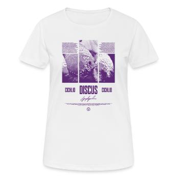 Diskusfisch Buntbarsch Aquarium Fischhalter - Frauen T-Shirt atmungsaktiv - Weiß - Vorne - AI Model Female 172 dark (172cm)
