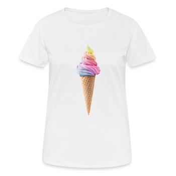 ICE CREAM en couleur arc en ciel - T-shirt respirant Femme - blanc - Devant - AI Model Female 172 dark (172cm)