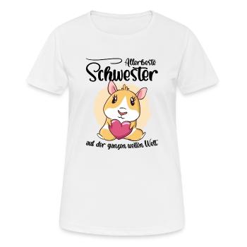 Allerbeste Schwester der Welt - Meerschweinchen - Frauen T-Shirt atmungsaktiv - Weiß - Vorne - AI Model Female 172 dark (172cm)