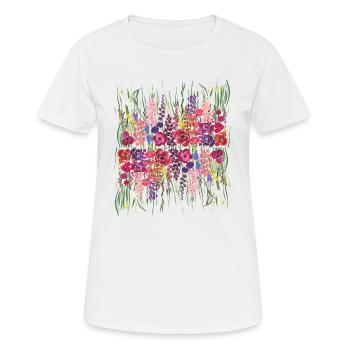 Bunte Wildblumen - Frauen T-Shirt atmungsaktiv - Weiß - Vorne - AI Model Female 172 dark (172cm)