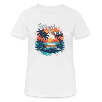 Miami Beach - Frauen T-Shirt atmungsaktiv - Weiß - Vorne - AI Model Female 172 dark (172cm)