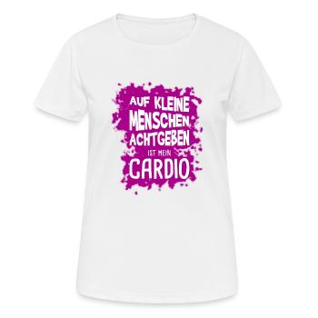 Auf kleine Menschen achtgeben ist mein Cardio - Frauen T-Shirt atmungsaktiv - Weiß - Vorne - AI Model Female 172 dark (172cm)