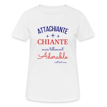 Humour femme attachiante chiante et adorable drôle - T-shirt respirant Femme - blanc - Devant - AI Model Female 172 dark (172cm)