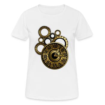 Uhr mit Uhrwerk - Frauen T-Shirt atmungsaktiv - Weiß - Vorne - AI Model Female 172 dark (172cm)
