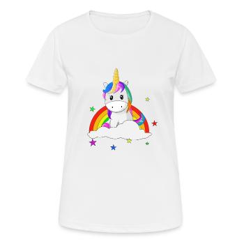 Einhorn für Einhörner Regenbogen Sterne - Frauen T-Shirt atmungsaktiv - Weiß - Vorne - AI Model Female 172 dark (172cm)