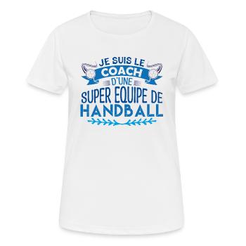 coach handball entraineur coach Handball cadeau - T-shirt respirant Femme - blanc - Devant - AI Model Female 172 dark (172cm)