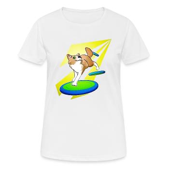 Cute running dog with frisbees and sun - Women's Breathable T-Shirt - white - Front - AI Model Female 172 dark (172cm)