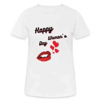 Bonne Journée de la femme lèvres et cœurs - T-shirt respirant Femme - blanc - Devant - AI Model Female 172 dark (172cm)