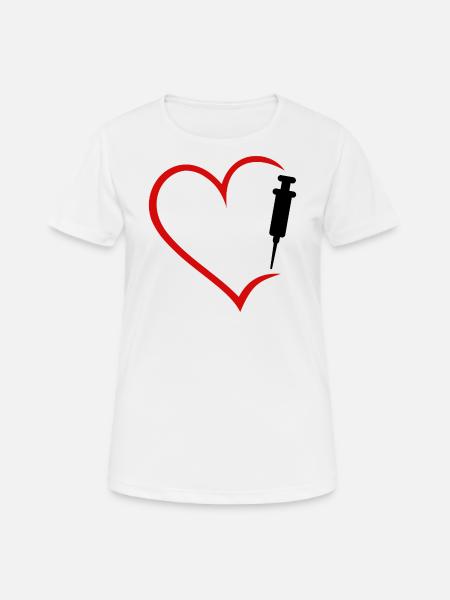 Vaccination Vaccination Doctor Heart Syringe Vaccinated Vaccination - Women's Breathable T-Shirt - white