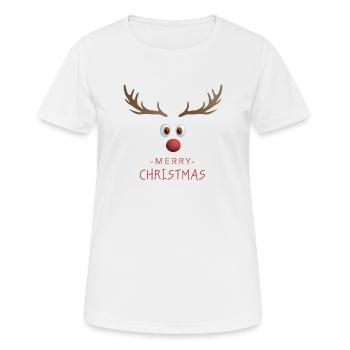 Merry Christmas with Rudolf the Reindeer - Women's Breathable T-Shirt - white - Front - AI Model Female 172 dark (172cm)