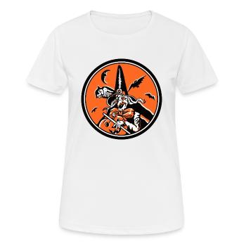 Vintage Halloween Witch and Owl Illustration - Women's Breathable T-Shirt - white - Front - AI Model Female 172 dark (172cm)