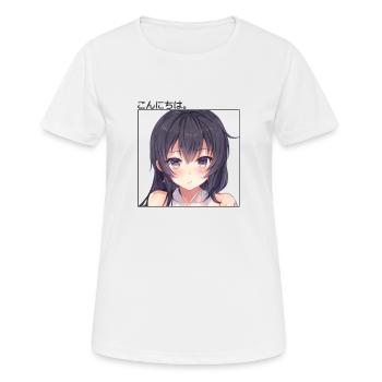 Anime Girl - Konnichiwa - T-shirt respirant Femme - blanc - Devant - AI Model Female 172 dark (172cm)