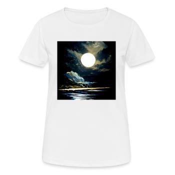 Pleine lune et clair de lune sur l’eau la nuit - T-shirt respirant Femme - blanc - Devant - AI Model Female 172 dark (172cm)