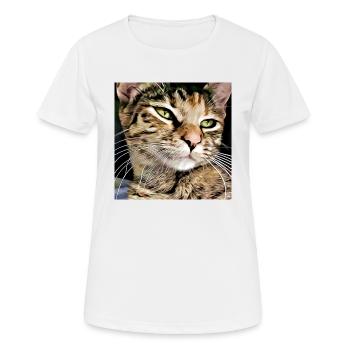 Portrait de chat tabby - T-shirt respirant Femme - blanc - Devant - AI Model Female 172 dark (172cm)