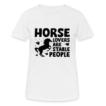 Les amoureux des chevaux sont des gens d’écurie - T-shirt respirant Femme - blanc - Devant - AI Model Female 172 dark (172cm)