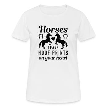Les chevaux laissent des empreintes de sabots sur votre cœur - T-shirt respirant Femme - blanc - Devant - AI Model Female 172 dark (172cm)