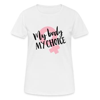 Mon corps mon choix - T-shirt respirant Femme - blanc - Devant - AI Model Female 172 dark (172cm)