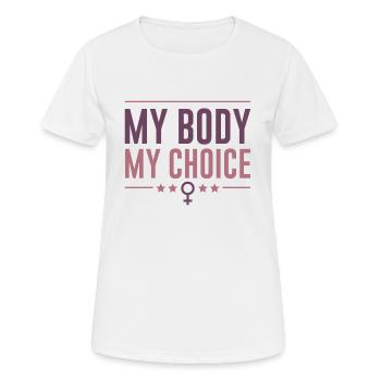 Mon corps mon choix - T-shirt respirant Femme - blanc - Devant - AI Model Female 172 dark (172cm)