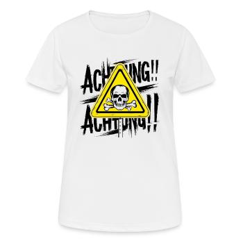 Achtung - Frauen T-Shirt atmungsaktiv - Weiß - Vorne - AI Model Female 172 dark (172cm)